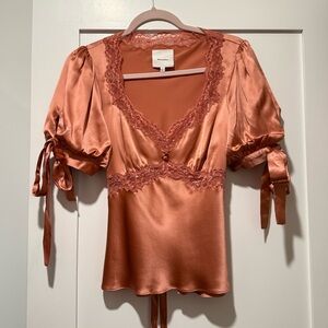 Reformation Dolly Lace Trim Blouse